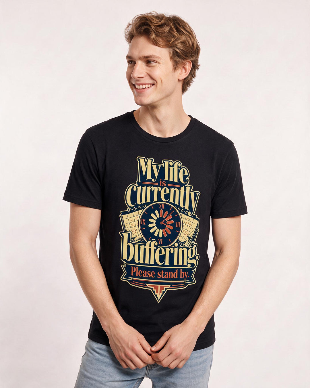 Gaming Men's Black T-Shirt – My life is currently buffering. Please stand by. product image 3