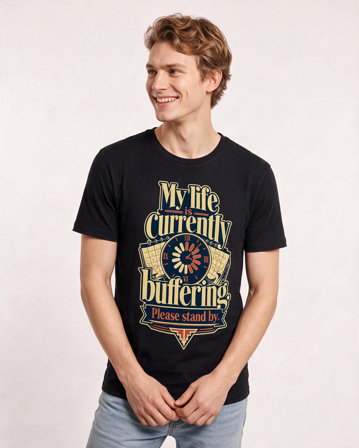Gaming Men's Black T-Shirt – My life is currently buffering. Please stand by. product image 3
