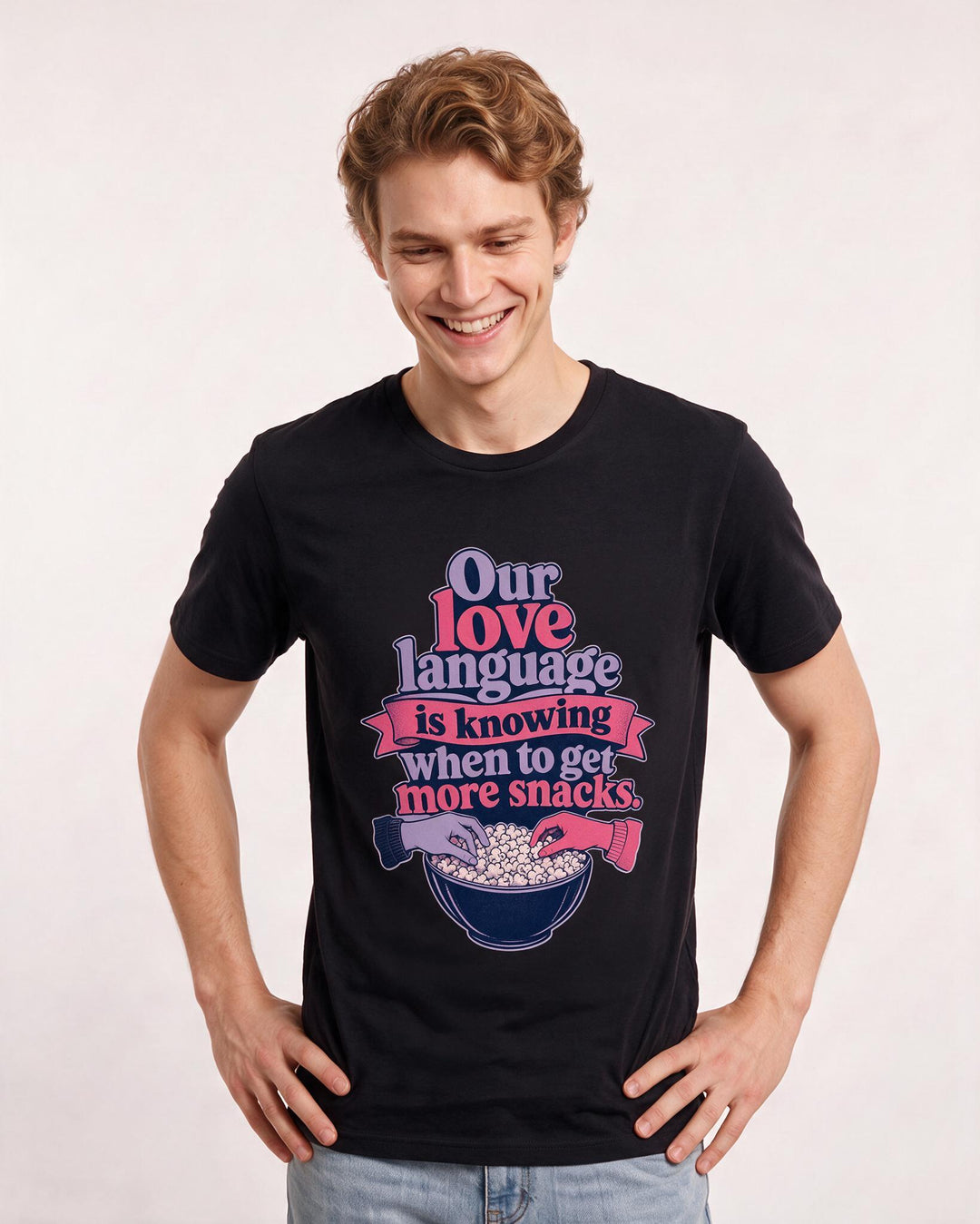 Couples Black T-Shirt for Men – Everyday Expression Graphic Tee product image 3