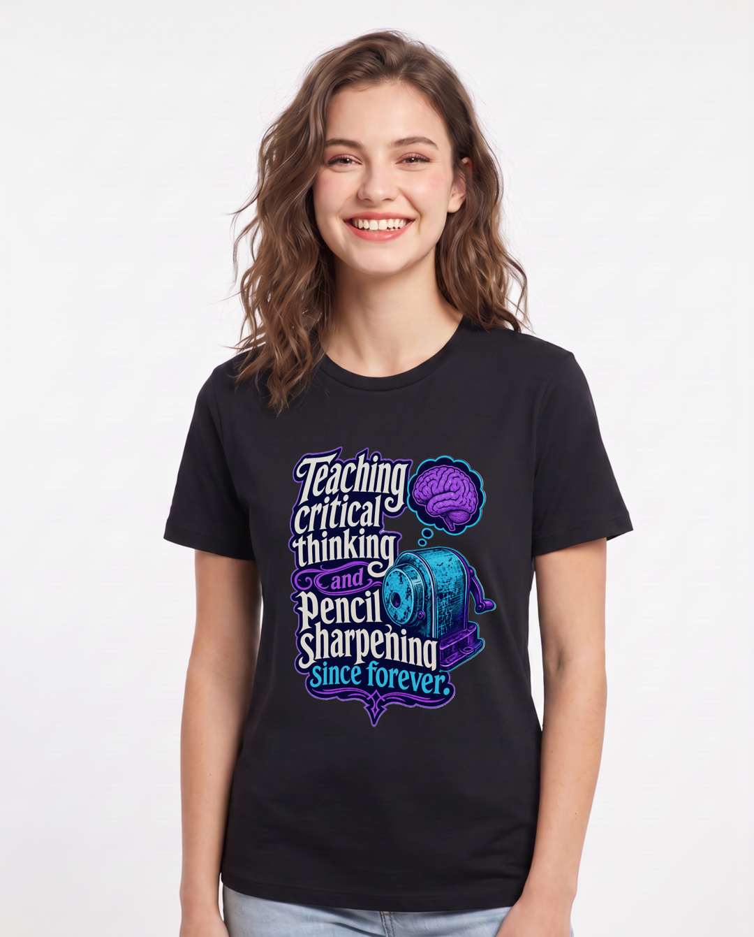 Teacher Women's Black T-Shirt – Teaching critical thinking and pencil sharpening since forever. product image 1