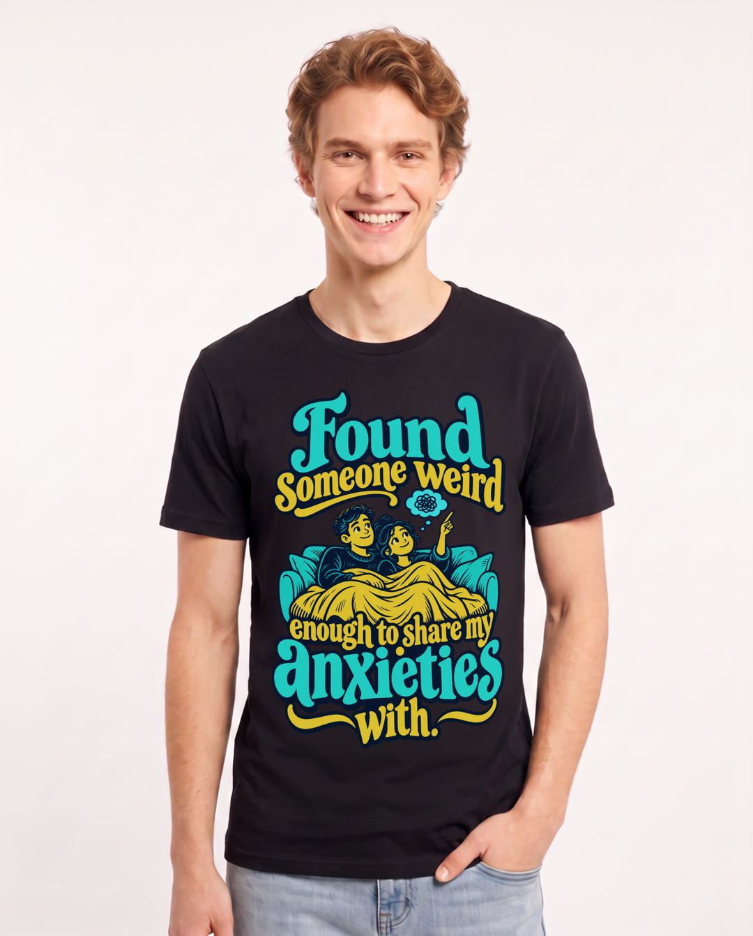 Couples Black T-Shirt for Men – Everyday Expression Graphic Tee product image 3