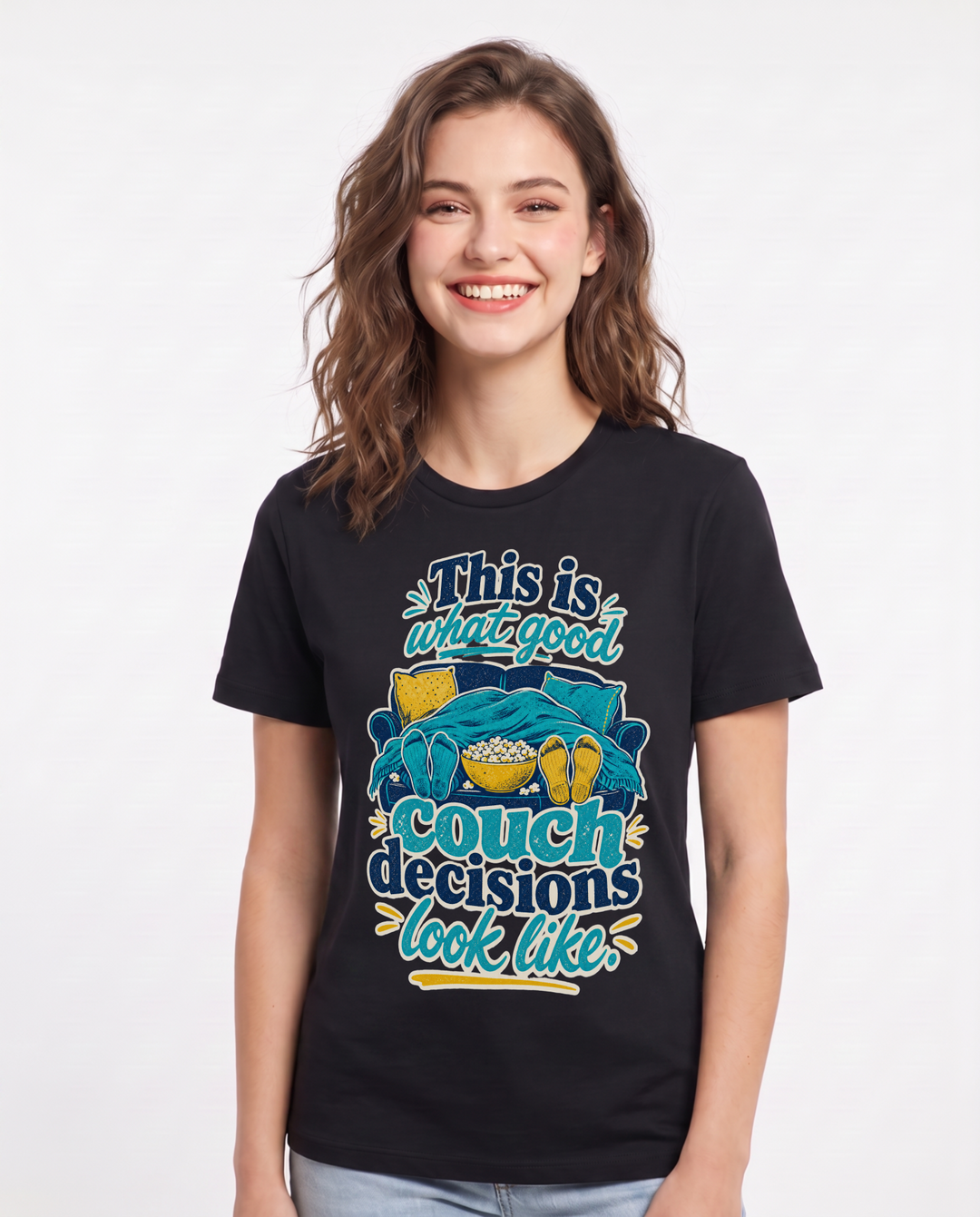 Couples Black T-Shirt for Women – Everyday Expression Graphic Tee product image 1