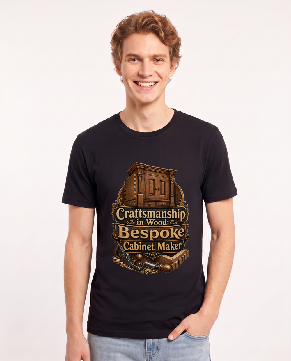 Craftsmanship in Wood: Bespoke Cabinet Maker Men's Black T-Shirt product image 2