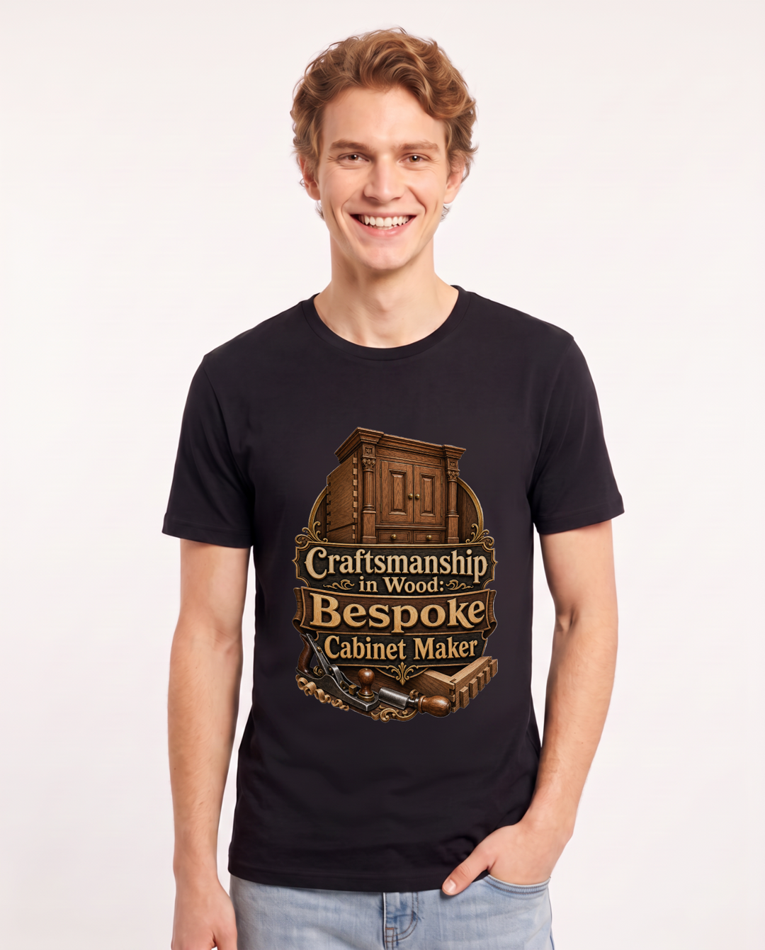 Craftsmanship in Wood: Bespoke Cabinet Maker Men's Black T-Shirt product image 2