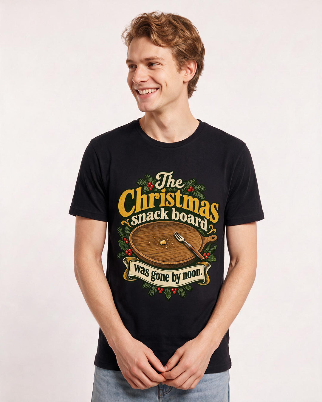 Christmas Black T-Shirt for Men – Holiday Theme Graphic Tee product image 1