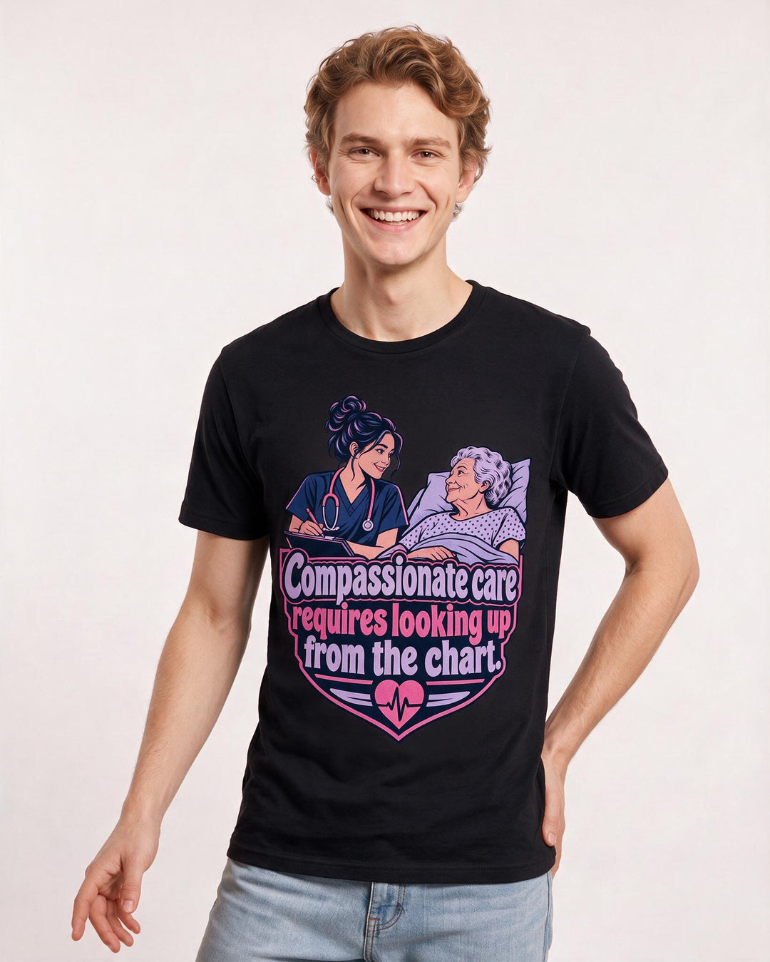 Nurse Black T-Shirt for Men – Nursing Life Graphic Tee product image 1