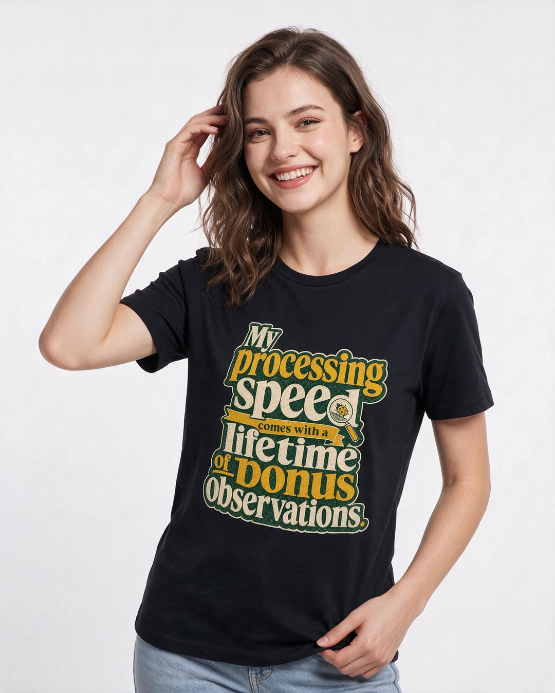 Neurodiversity Black T-Shirt for Women – Everyday Expression Graphic Tee product image 3