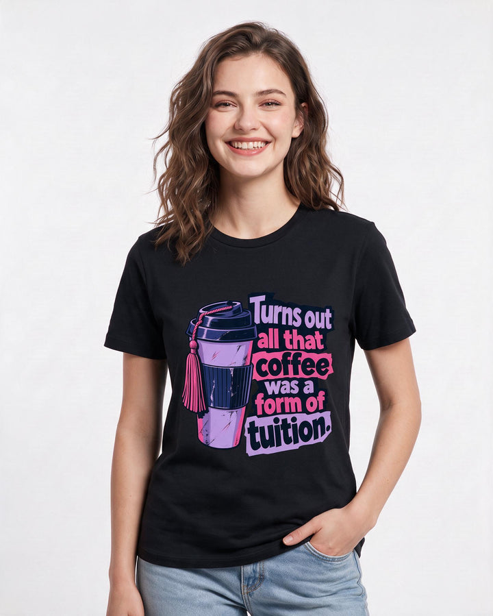 Graduation Black T-Shirt for Women – Everyday Expression Graphic Tee product image 1