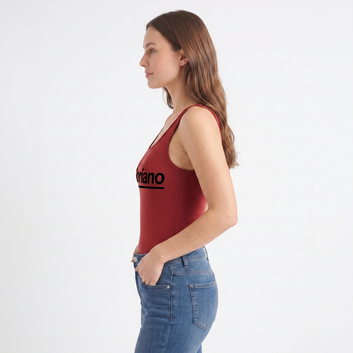 Round Neck Sleeveless Round-Neck Tank Bodysuit mockup 2