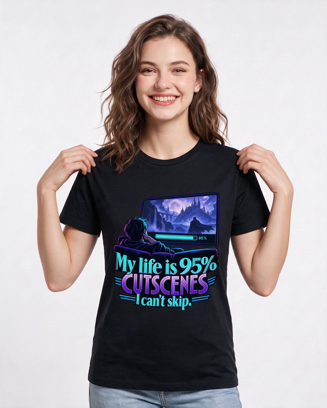 Gaming Black T-Shirt for Women – Game Night Graphic Tee product image 1