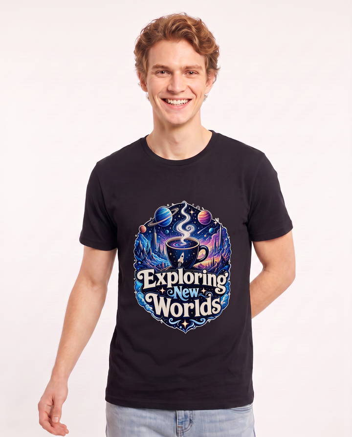 Exploring New Worlds Men's Black T-Shirt product image 1