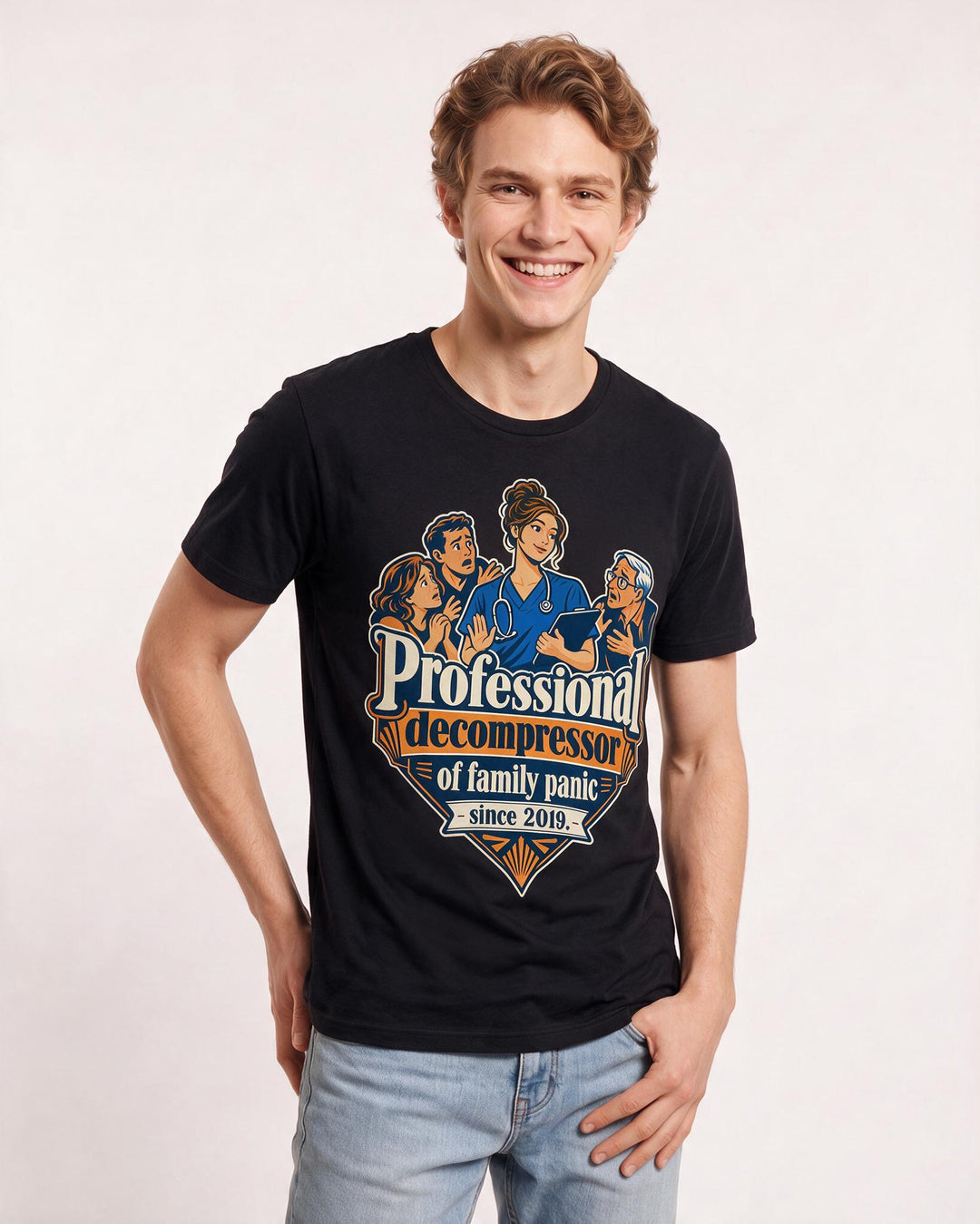 Nurse Black T-Shirt for Men – Nursing Life Graphic Tee product image 1