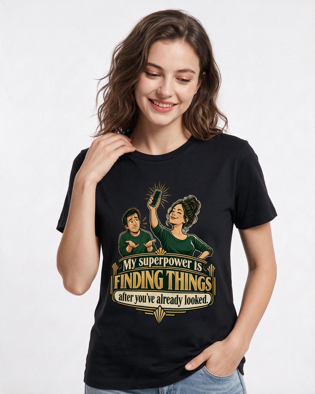 Grandparent Black T-Shirt for Women – Everyday Expression Graphic Tee product image 1