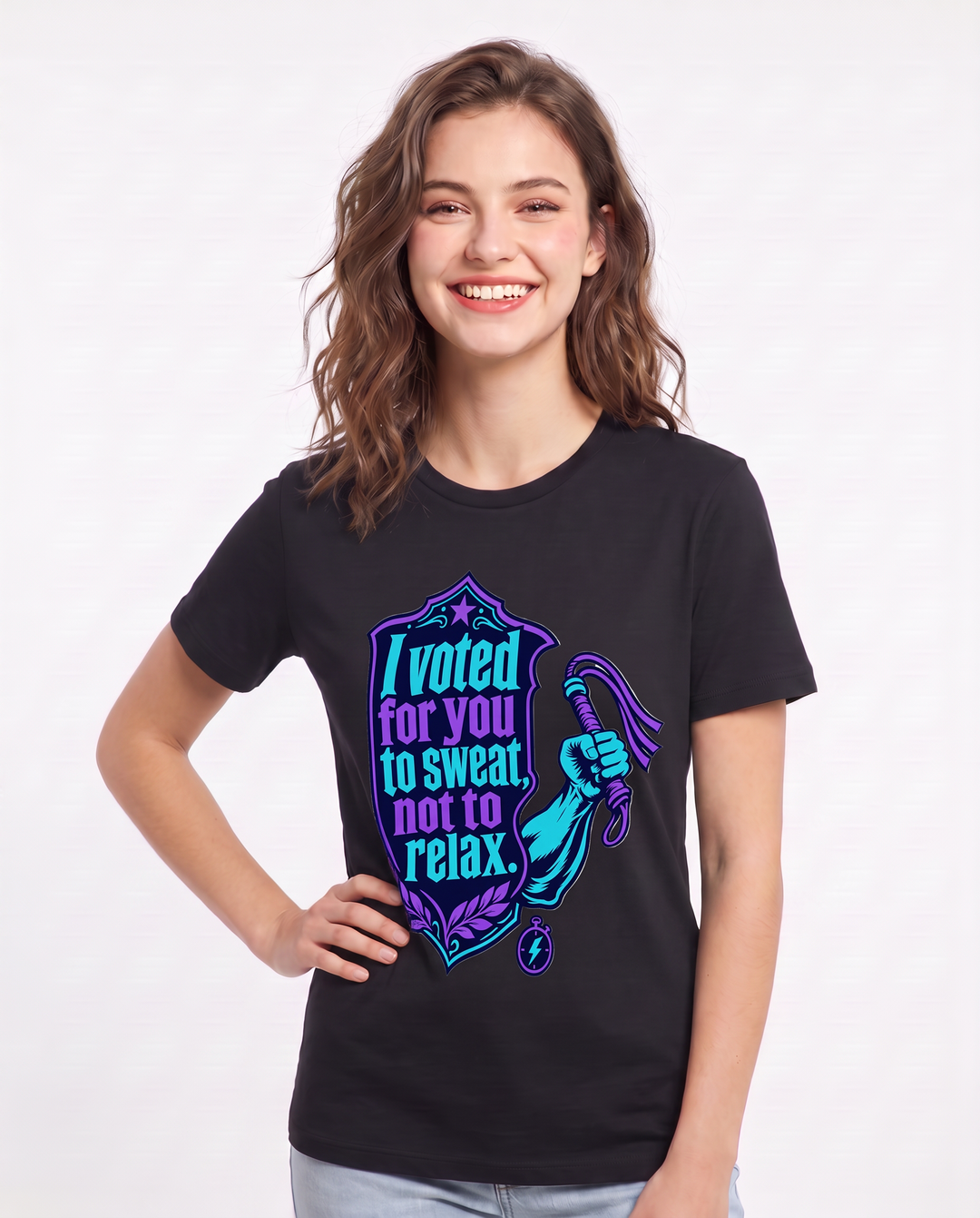 Graphic Women's Black T-Shirt - I voted for you to sweat, not to product image 3