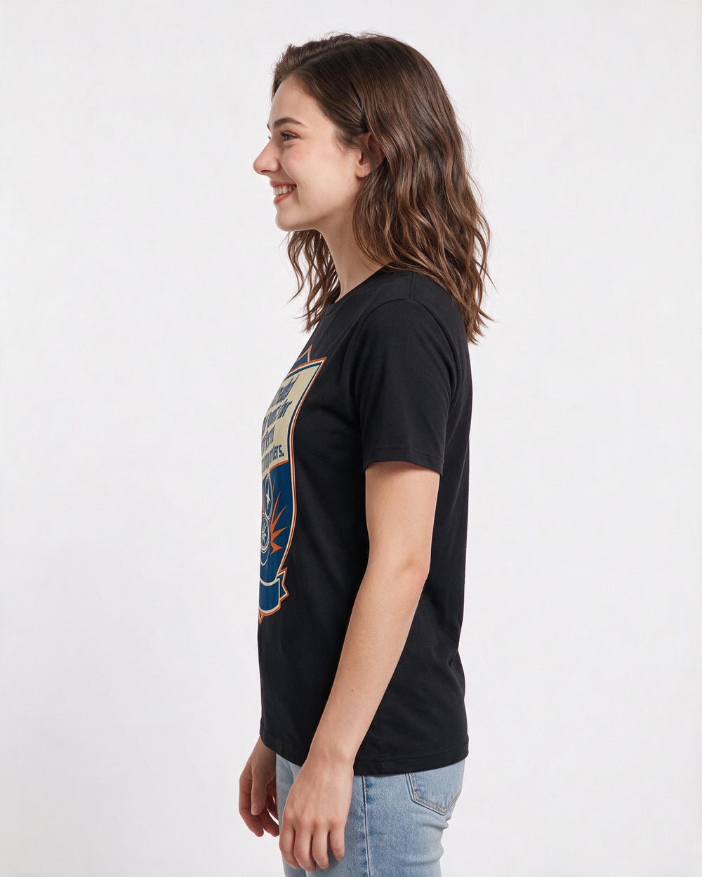 Graphic Women's Black T-Shirt - I traded my boots for different product image 2