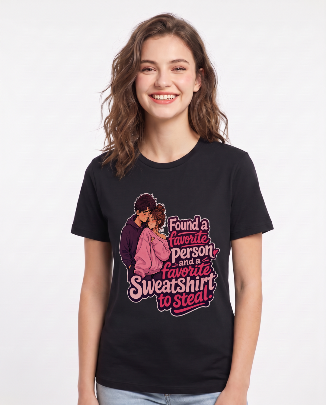 Couples Black T-Shirt for Women – Everyday Expression Graphic Tee product image 3