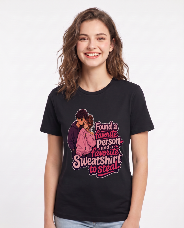 Couples Black T-Shirt for Women – Everyday Expression Graphic Tee product image 3