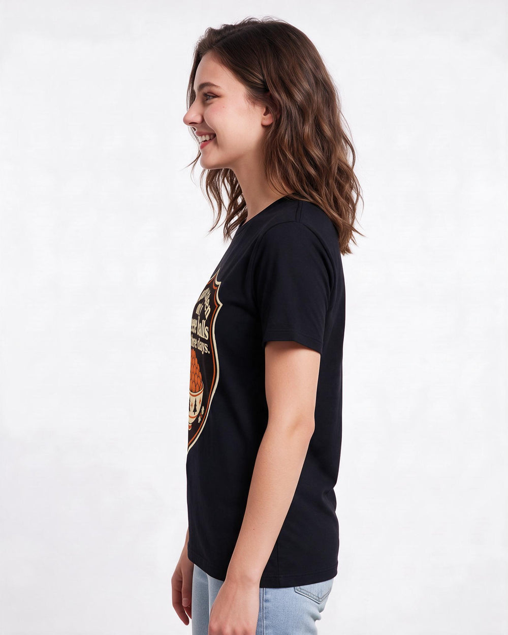Christmas Women's Black T-Shirt - I have eaten only cheese balls for product image 2
