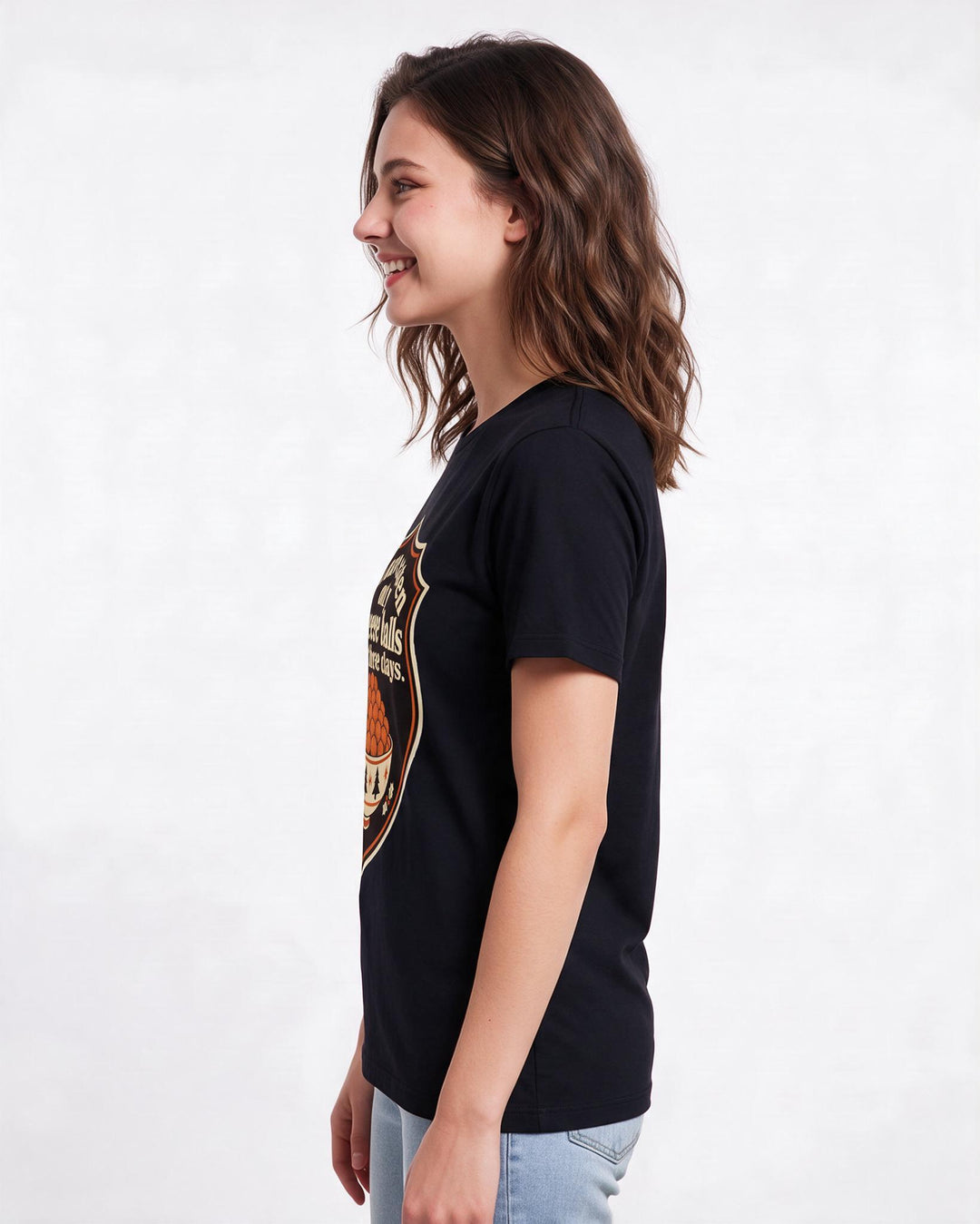 Christmas Women's Black T-Shirt - I have eaten only cheese balls for product image 2
