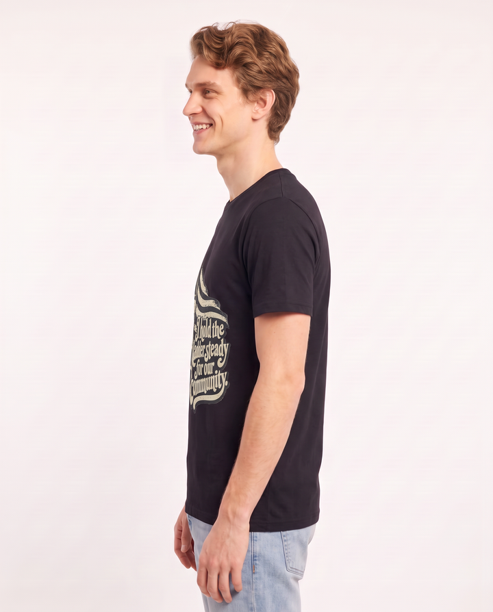 I hold the ladder steady for our community. Men's Black T-Shirt product image 3