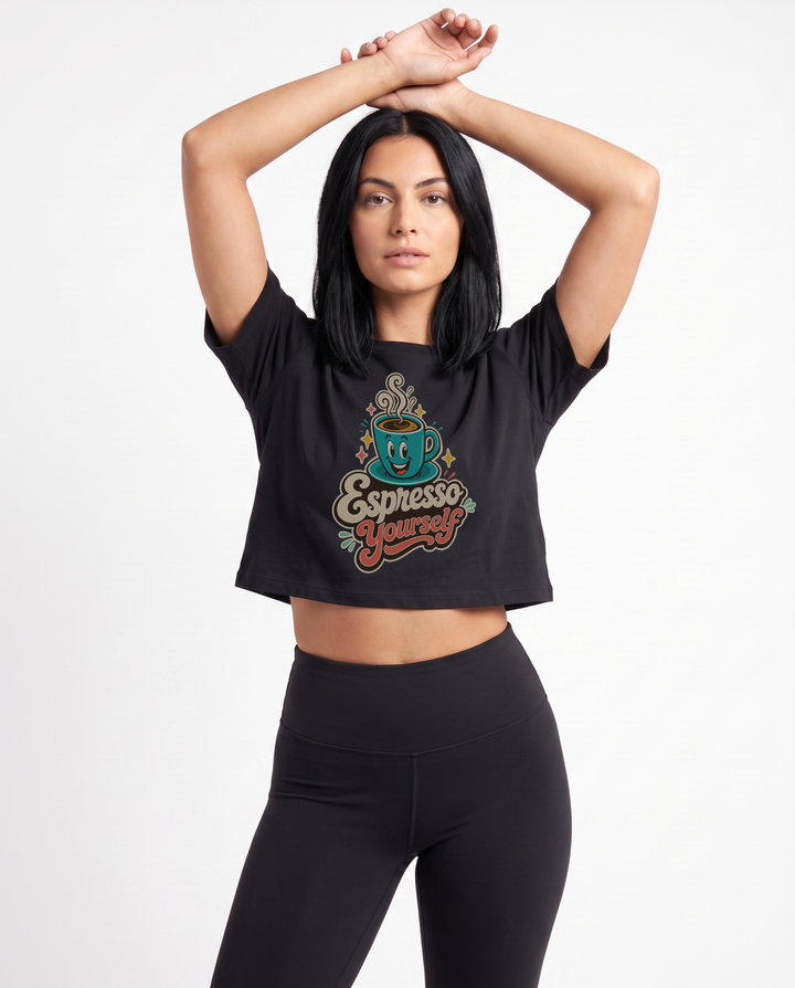 Espresso Yourself Crop Top mockup 1