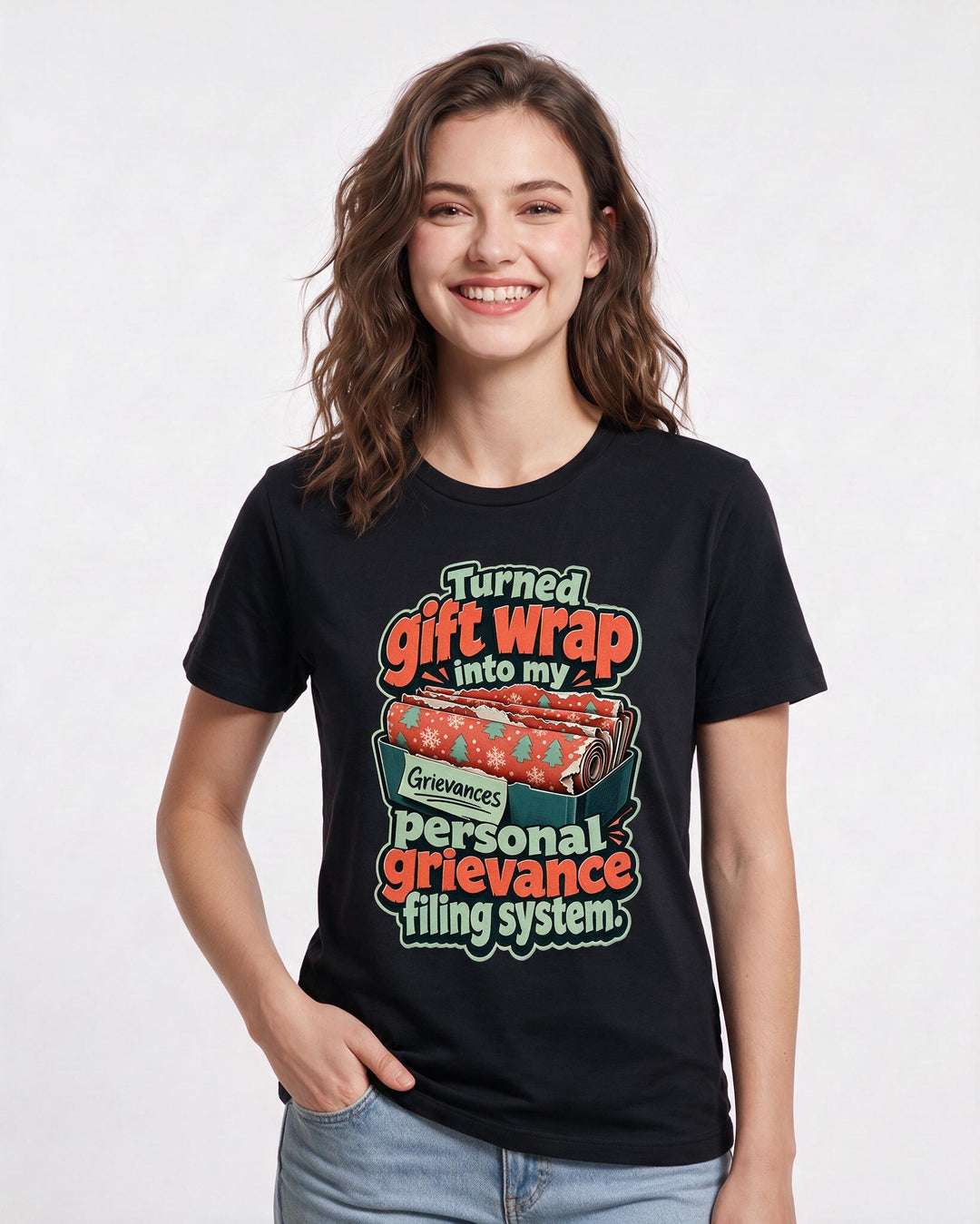 Christmas Black T-Shirt for Women – Holiday Theme Graphic Tee product image 1