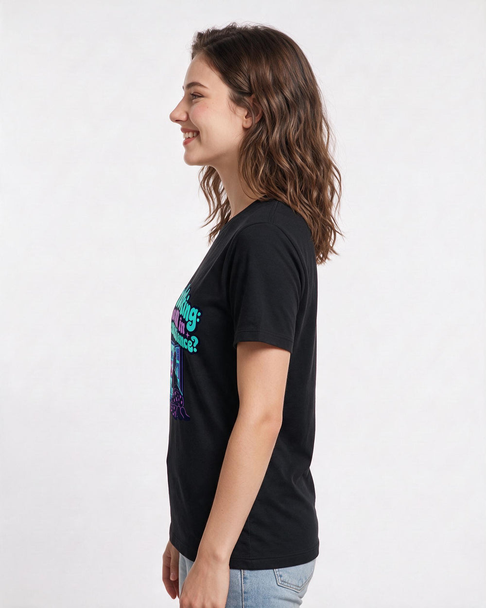 Couples Black T-Shirt for Women – Everyday Expression Graphic Tee product image 2