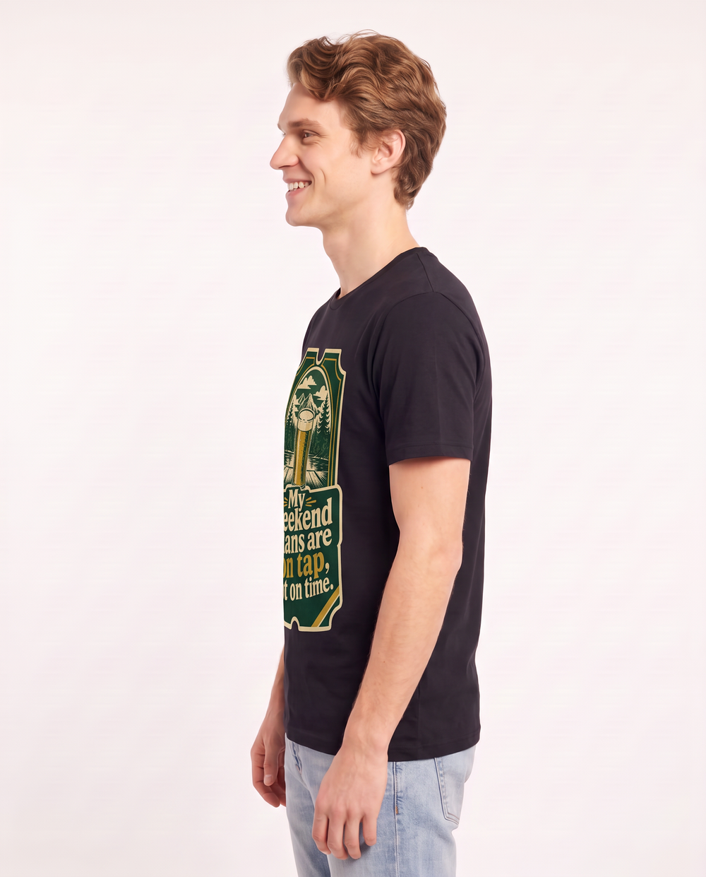 My weekend plans are on tap, not on time. - Men's Black T-Shirt product image 3