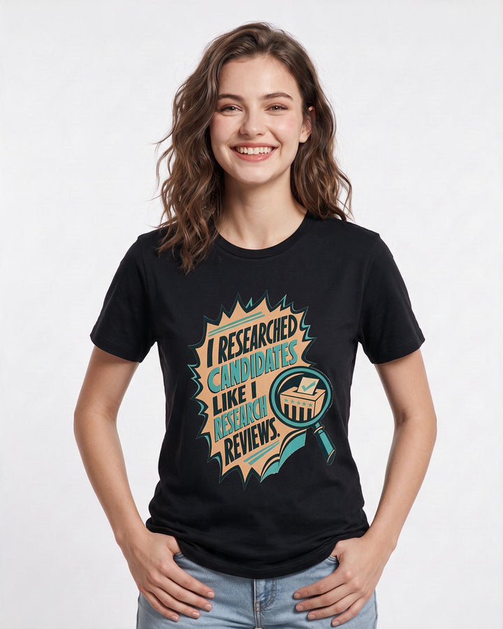 Graphic Women's Black T-Shirt - I researched candidates like I product image 3