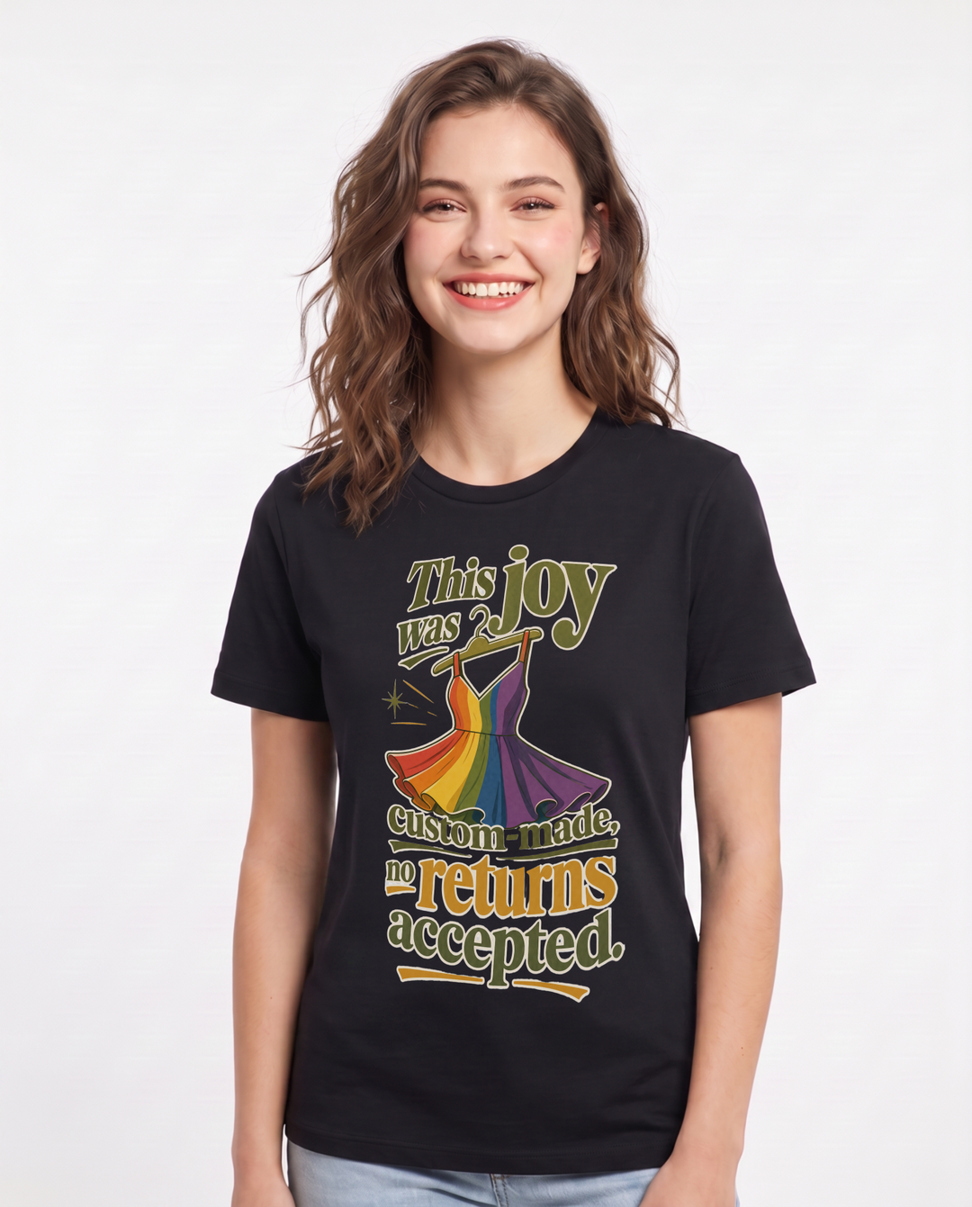Pride Women's Black T-Shirt – This joy was custom-made, no returns product image 1