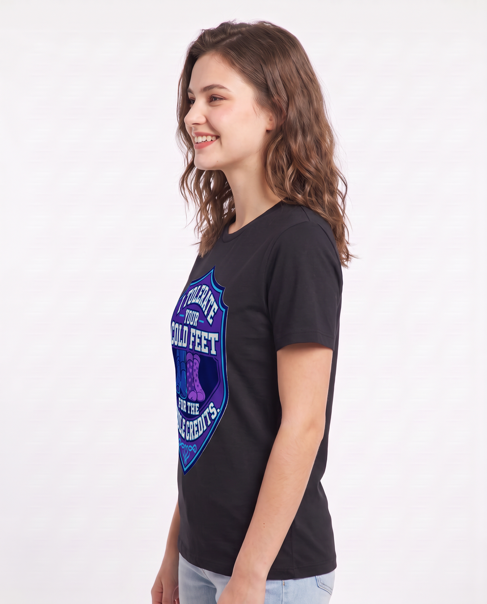 Couples Women's Black T-Shirt - I tolerate your cold feet for the product image 2