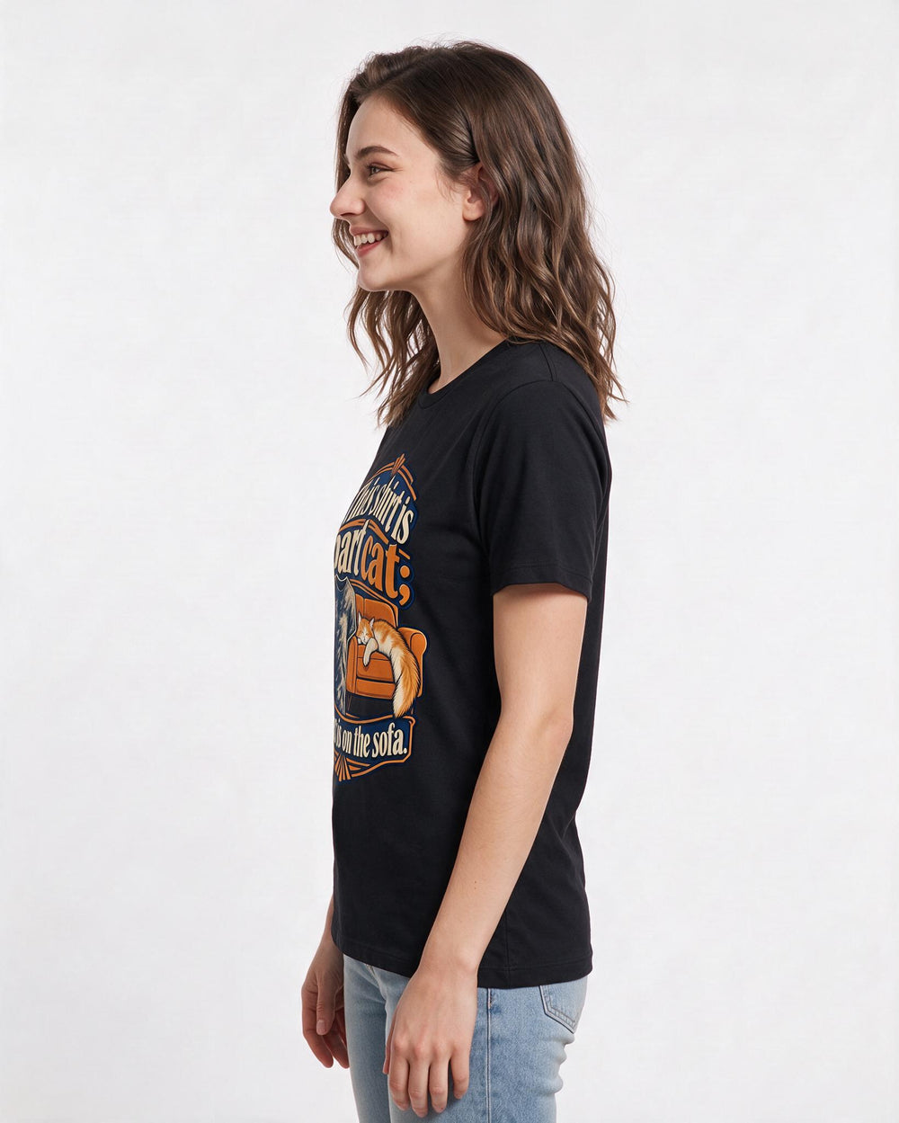 Cat Lover Black T-Shirt for Women – Everyday Expression Graphic Tee product image 2