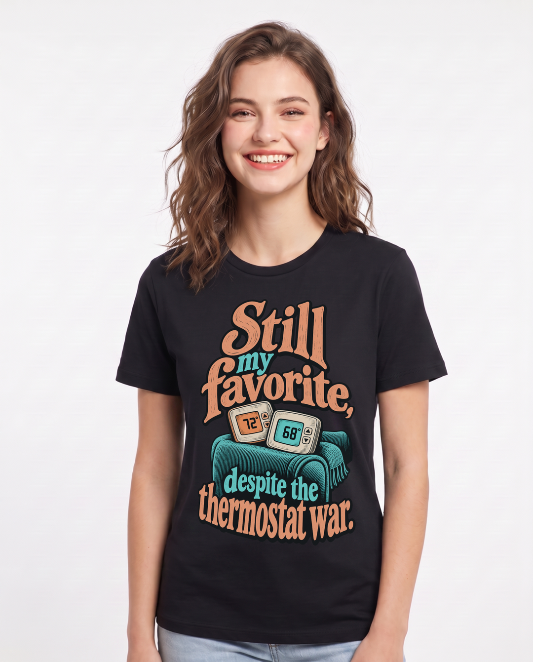 Couples Black T-Shirt for Women – Everyday Expression Graphic Tee product image 3