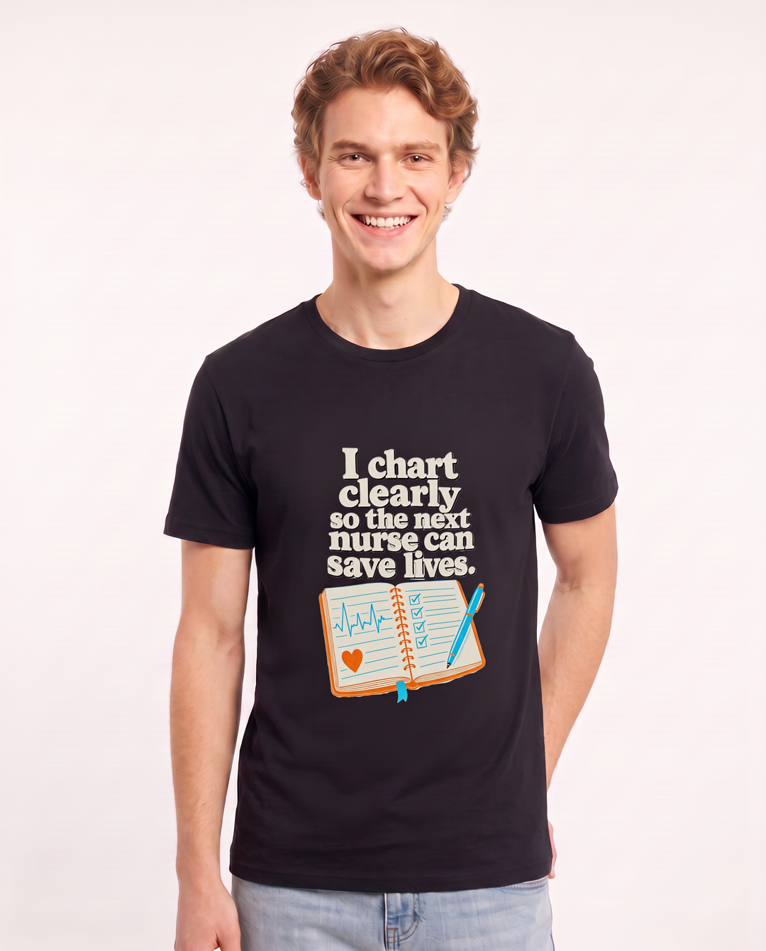 I chart clearly so the next nurse can save lives. Men's Black T-Shirt product image 1