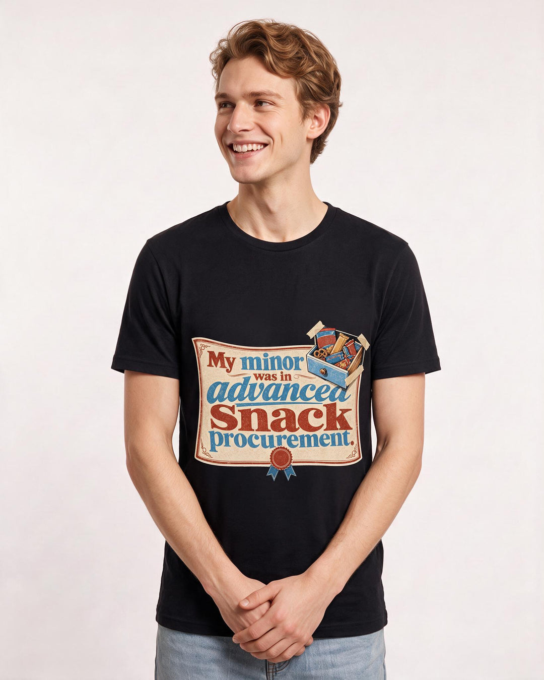 Funny Graduation Men's Black T-Shirt – My minor was in advanced snack procurement. product image 3
