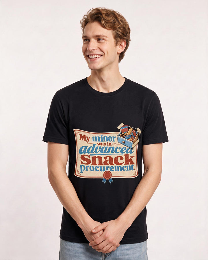 Funny Graduation Men's Black T-Shirt – My minor was in advanced snack procurement. product image 3