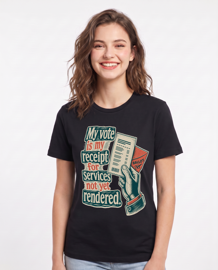 Political Statement Black T-Shirt for Women – Everyday Expression Graphic Tee product image 3