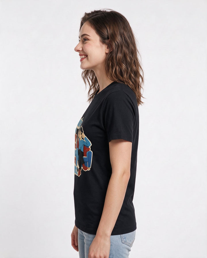 Couples Black T-Shirt for Women – Everyday Expression Graphic Tee product image 2