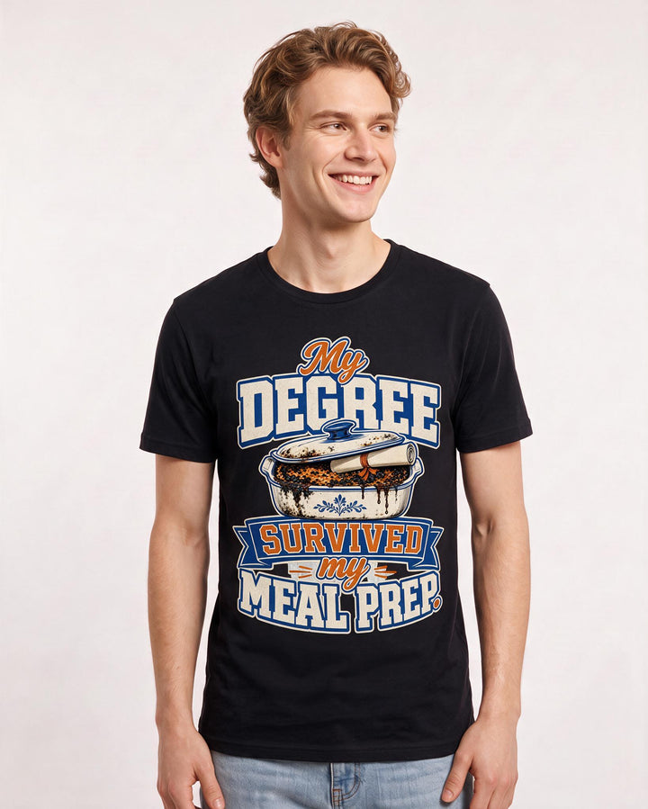 Funny Graduation Men's Black T-Shirt – My degree survived my meal prep. product image 3