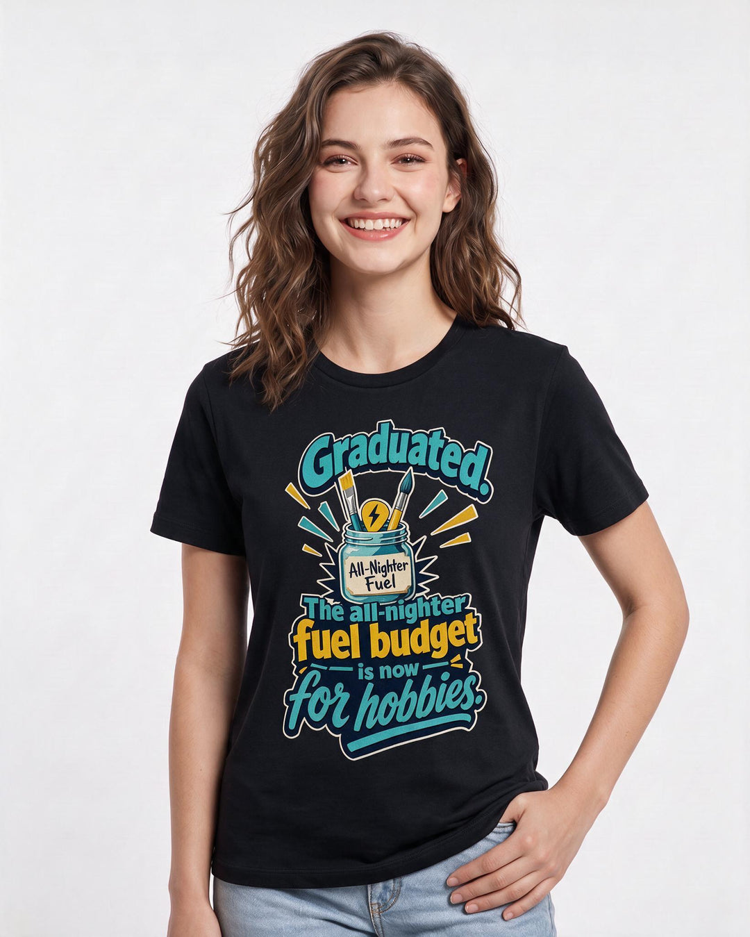 Graduation Black T-Shirt for Women – Everyday Expression Graphic Tee product image 1