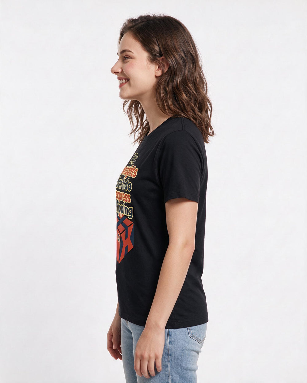 Neurodiversity Women's Black T-Shirt – My thoughts don't do express shipping product image 2