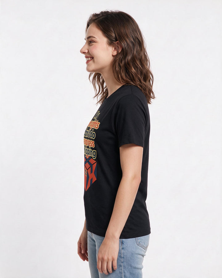 Neurodiversity Women's Black T-Shirt – My thoughts don't do express shipping product image 2