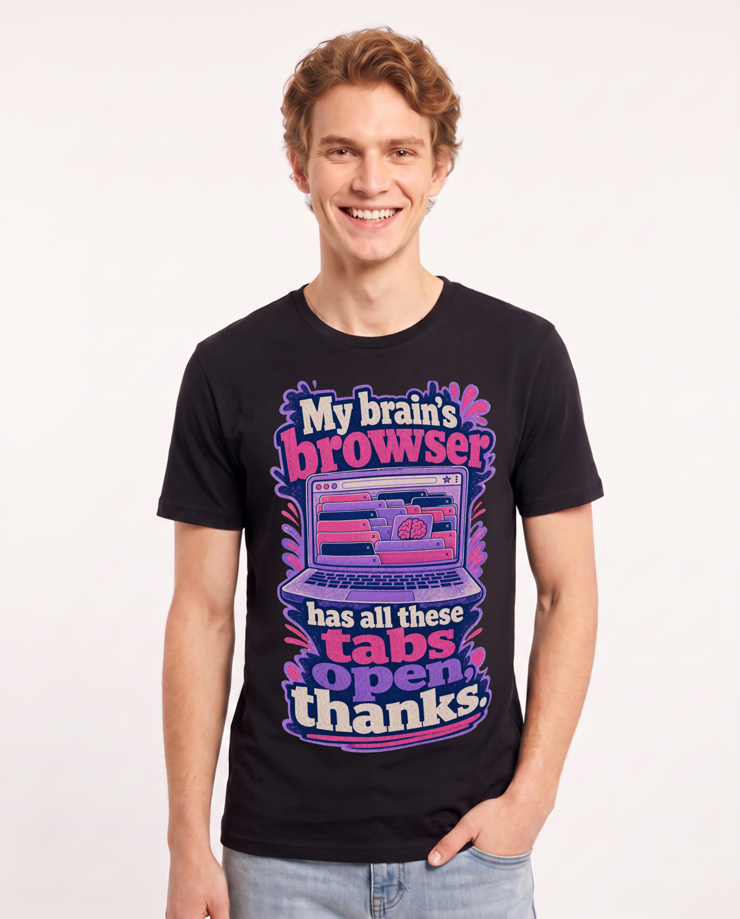 Neurodiversity Black T-Shirt for Men – Everyday Expression Graphic Tee product image 3