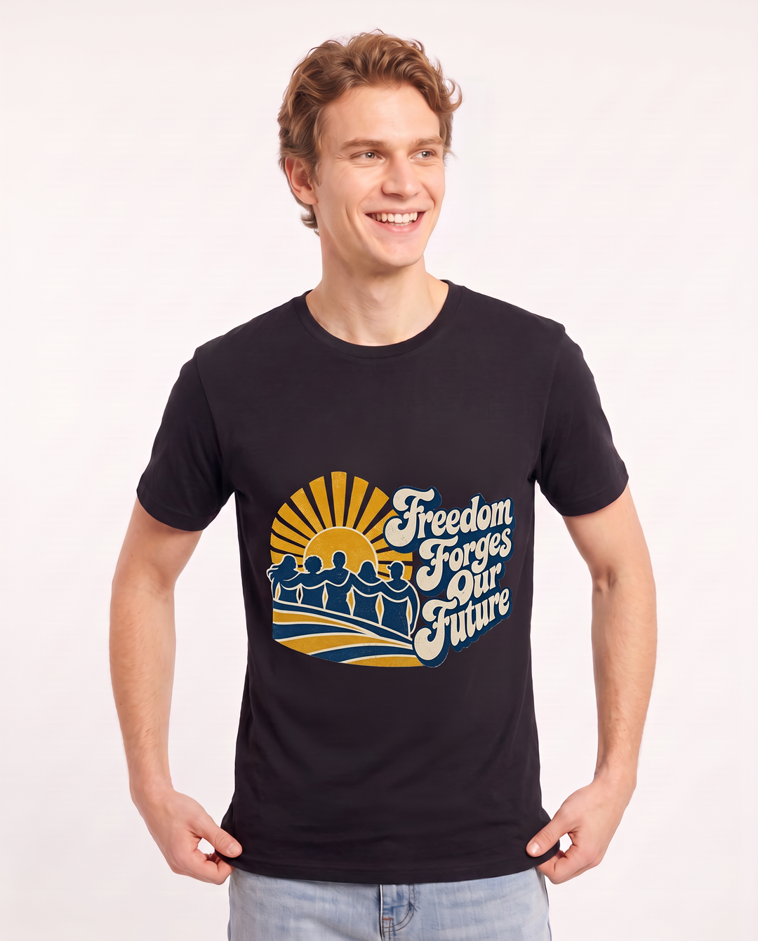 Freedom Forges Our Future Men's Black T-Shirt product image 1
