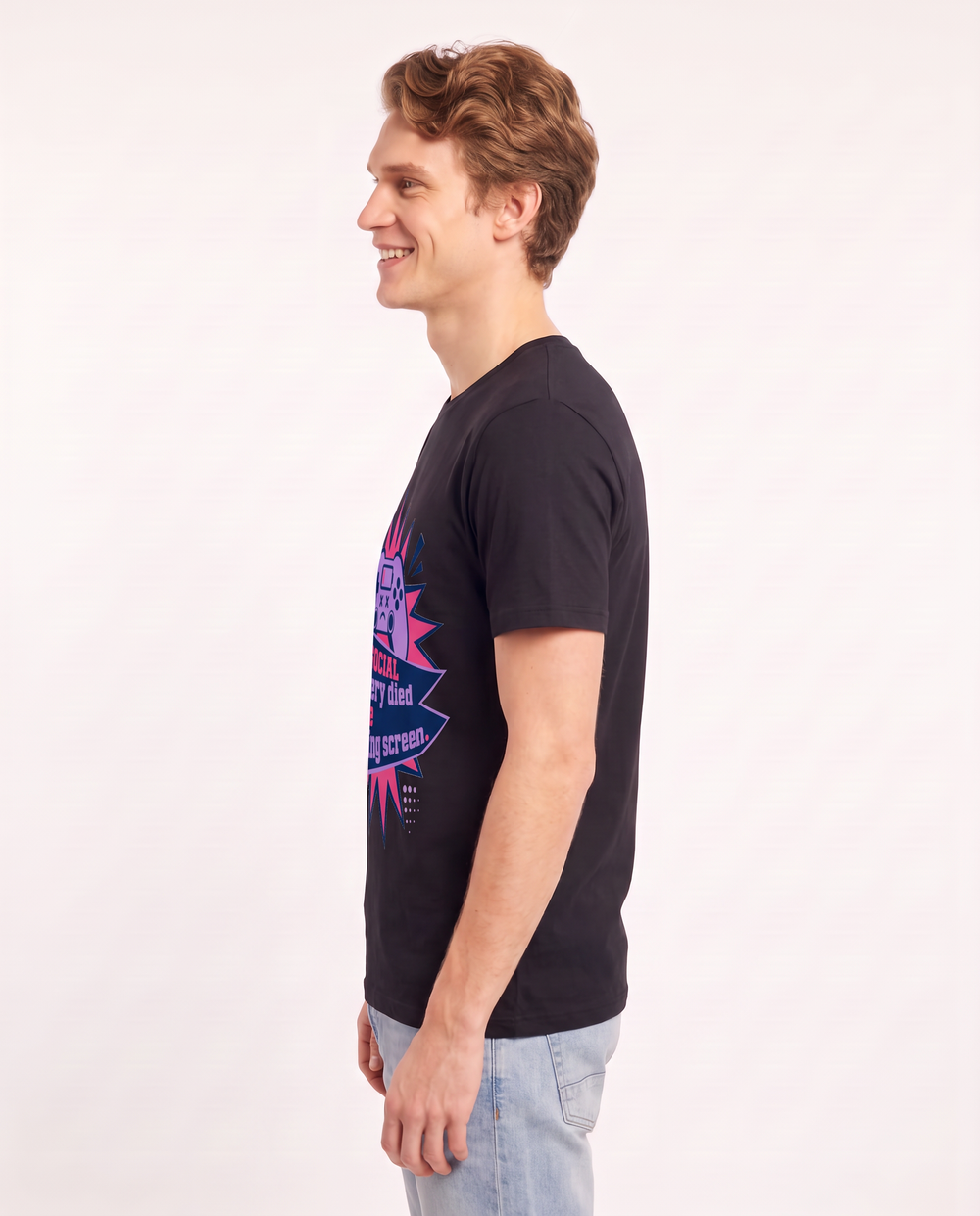 Gaming Men's Black T-Shirt - My social battery died at the loading product image 2
