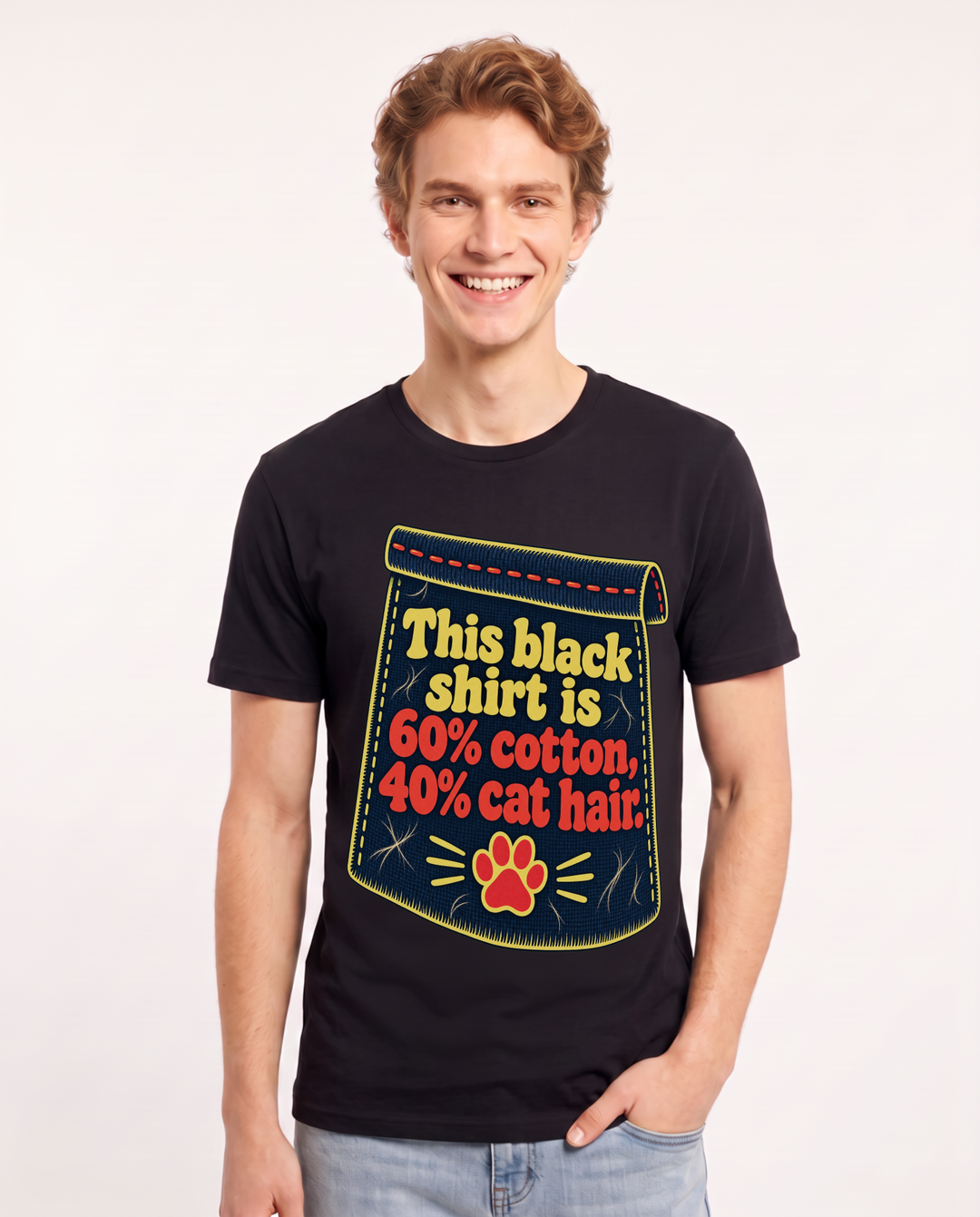 Cat Lover Black T-Shirt for Men – Everyday Expression Graphic Tee product image 3