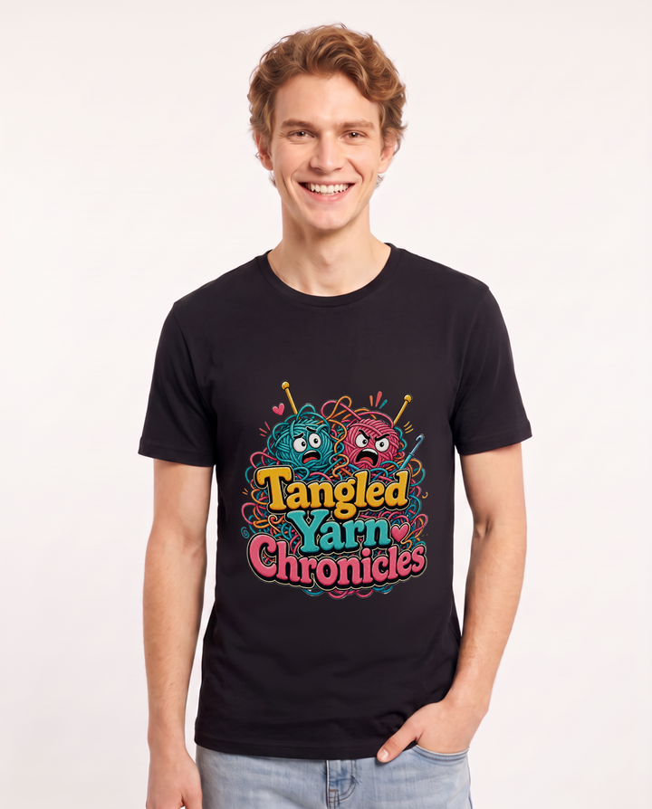 Tangled Yarn Chronicles Men's Black T-Shirt product image 2