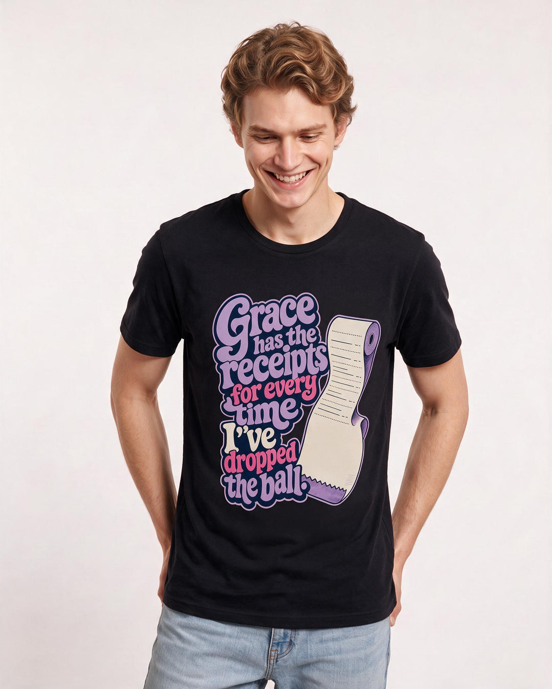 Christian Faith Men's Black T-Shirt – Grace has the receipts for every time product image 3