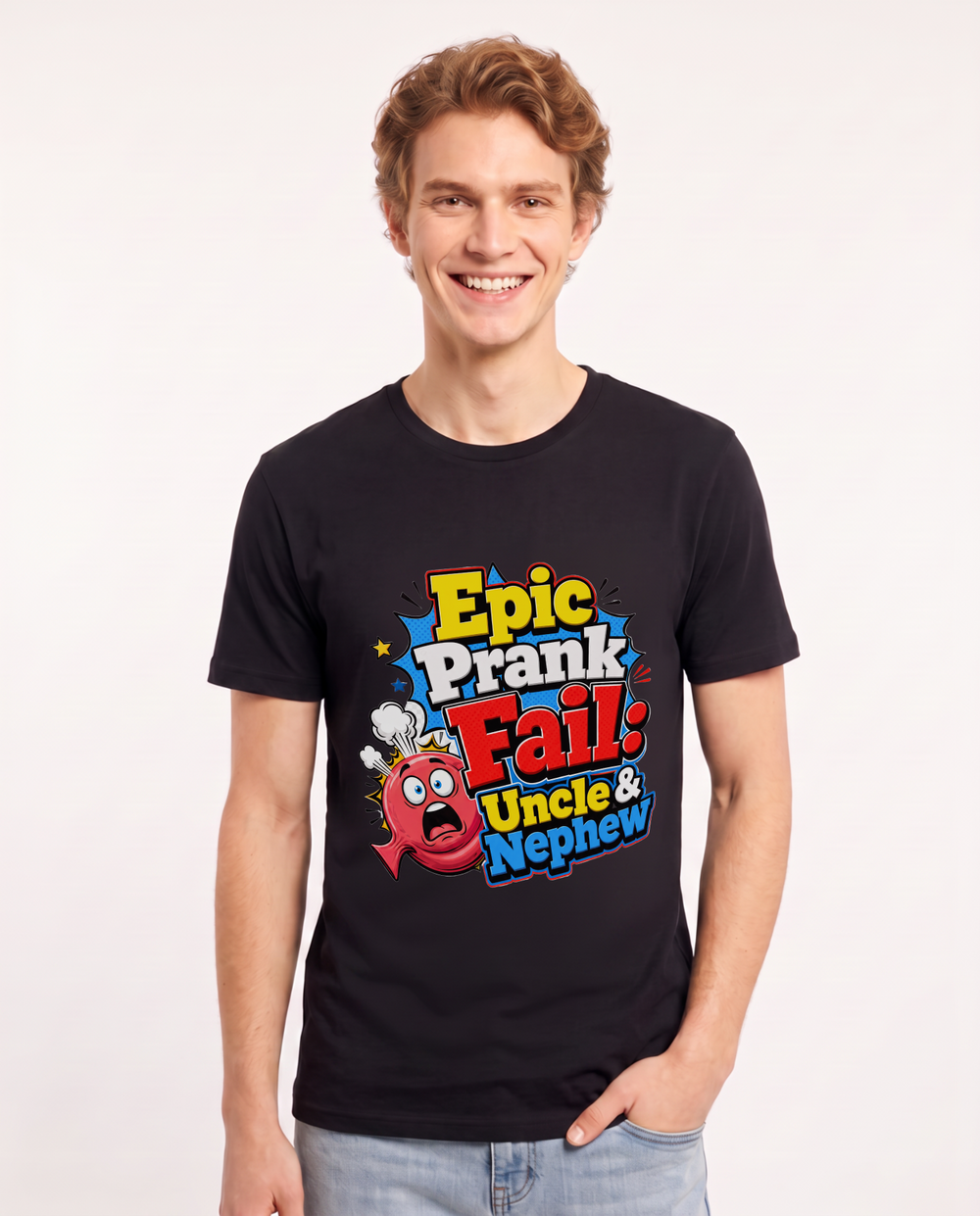 Epic Prank Fail: Uncle & Nephew Men's Black T-Shirt product image 2
