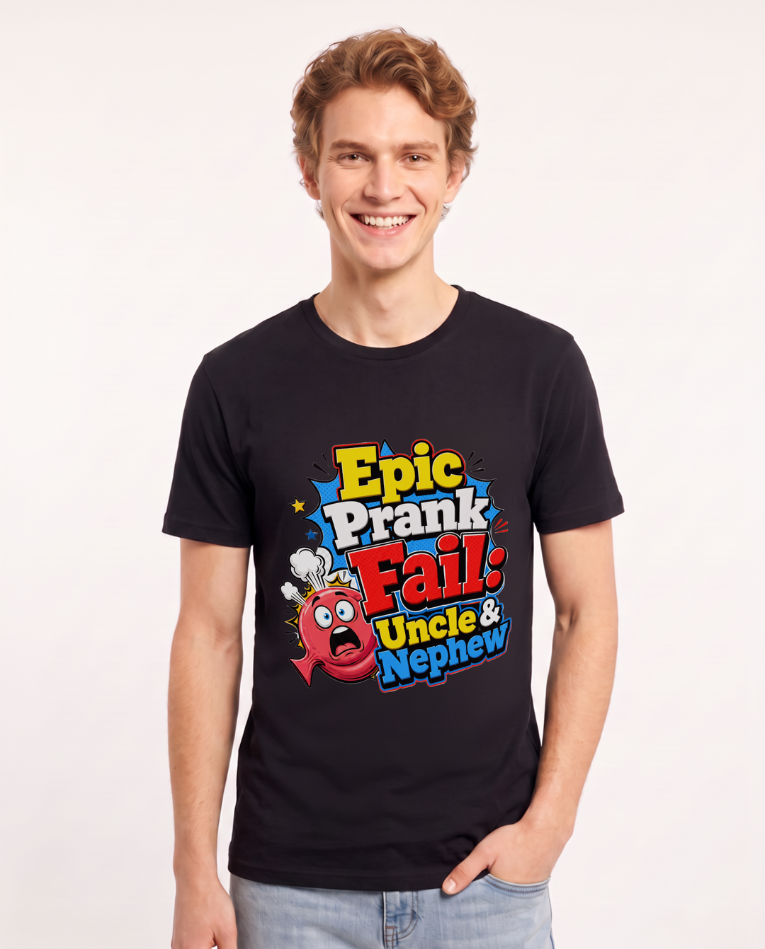 Epic Prank Fail: Uncle & Nephew Men's Black T-Shirt product image 2